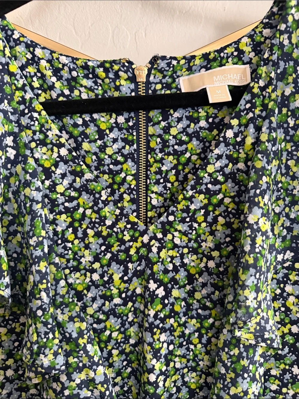 Michael Kors Navy Dress with Green & White Floral Print